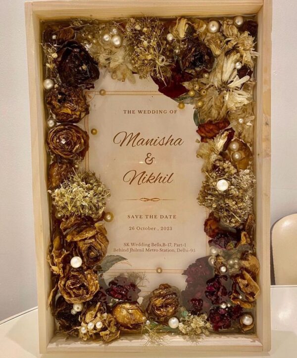 Wooden resin wedding card